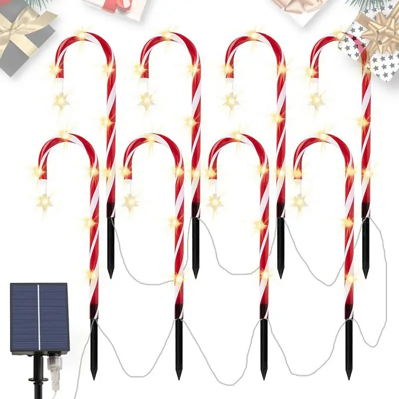 

Уличные светильники для конфет, уличные солнечные светильники для конфет, Светильники для тростника с 8 режимами, рождественские светильни...