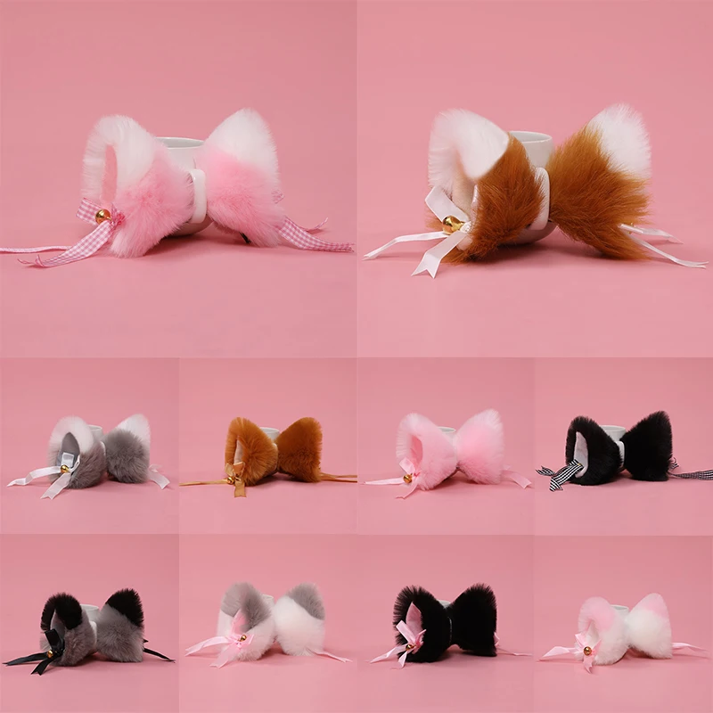 

1 Pair Japanese Lolita Anime Hair Clips Cute Furry Cat Ears Hairpin With Bowknot Bell Cosplay Costume Snap Barrette Fox Ear