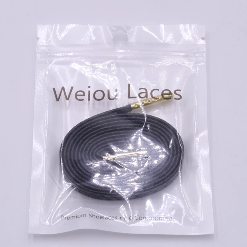 Weiou 7mm Flat Snake Skin Shoelaces White Red Grey Brown Luxury Leather Shoe Laces With Gold Metal Aglets For Sneakers Sports