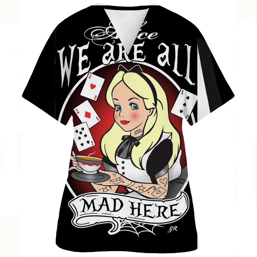 Футболка медицинская с принтом Hello Kitty модная рабочая одежда для фармацевтики