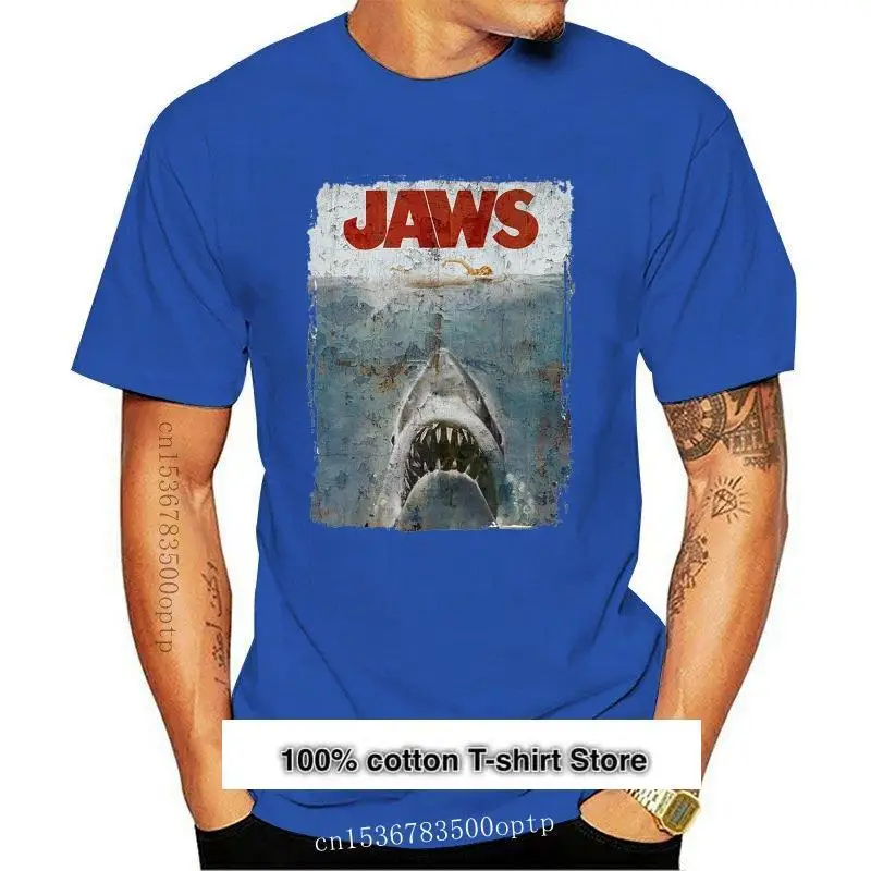 

Nueva camiseta de JAWS desgastada SPIELBERG RETRO, póster de película, ¡impresión enorme! (S -3XL)