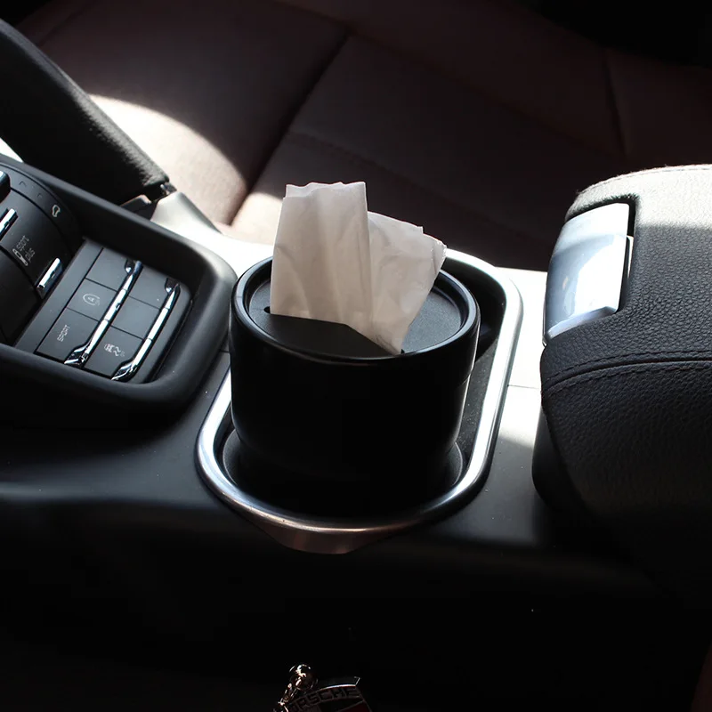 

Car Trash Can Mini Multifunctional Cup Holder Plastic Garbage Can with Lid Car Interior Organizer Storage Box Auto Accessories