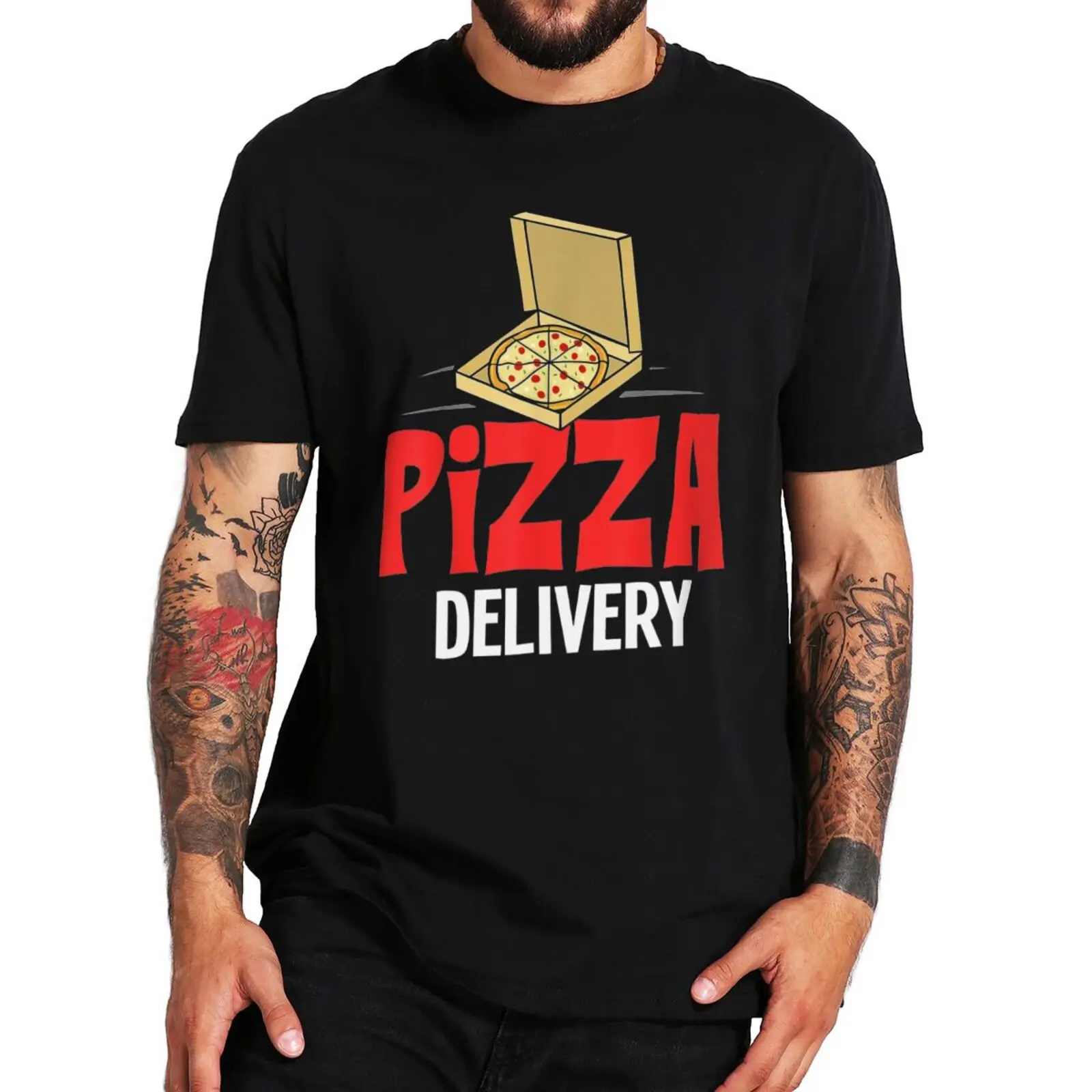 

Food Delivery Boy With Pizza T-Shirt Funny Pizza Lovers Humor T Shirt 100% Cotton Soft Spring Summer Casual Tee EU Size