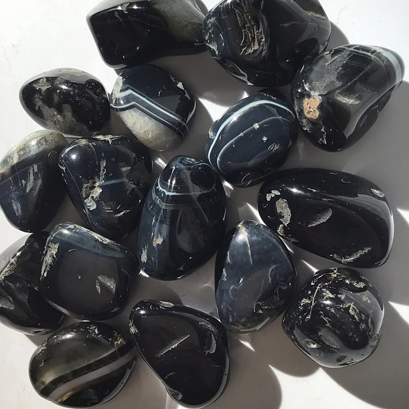 

Natural Black Agate Stone Polished Gemstone Collectibles Rough Rock Mineral Specimen Healing Stone Decoration for Fish Tank