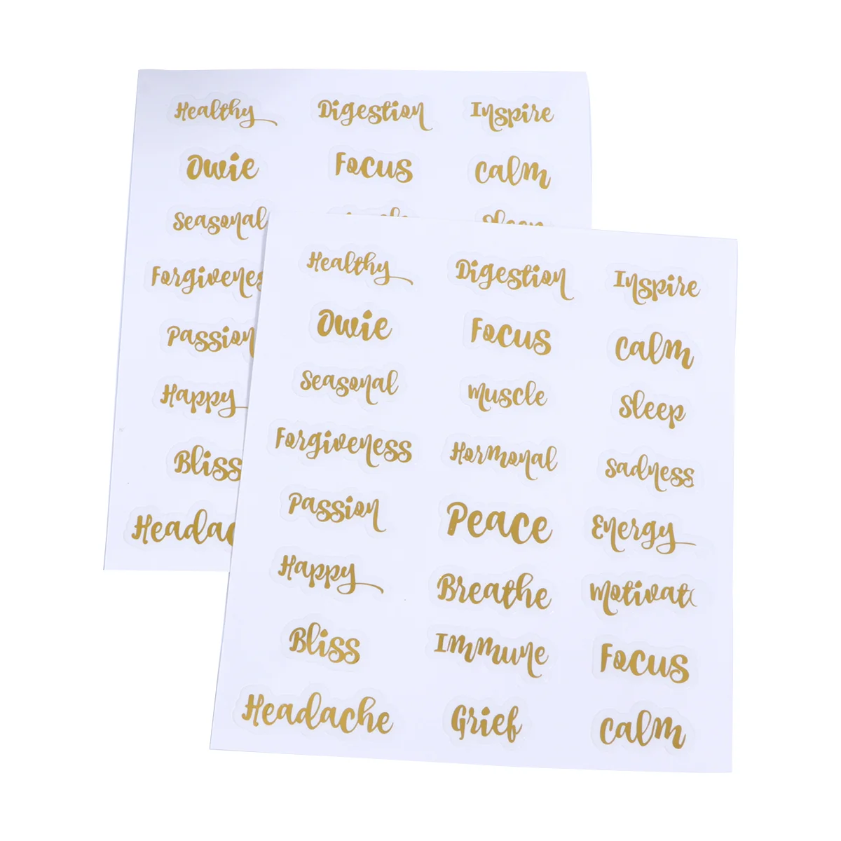 

5 Sheets Essential Oil Bottle Stickers Golden Letters Labels Tag Stickers Decals