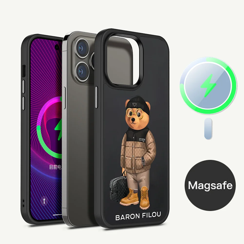 Fashion B-Baron F-Filou Bear Phone Case Magesafe Magnetic Wireless Charge For iPhone 16 11 12 13 14 15 Pro Max Plus Mini