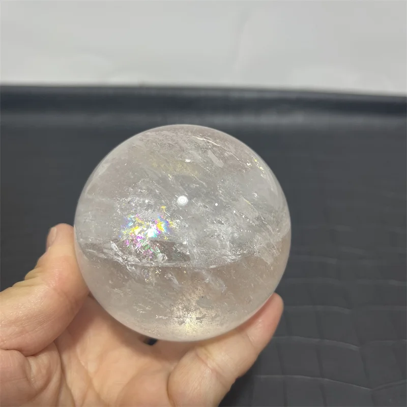 

7cm Natural Clear White Crystal Quartz Sphere Ball With Rainbow Specimen Collection Healing