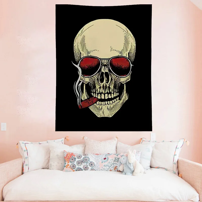 

Bohemian Style Wall Rugs Horrible Skull Large Tapestry Sun and Moon Bedding Decoration Table Cover Home Decor Blanket Hippie