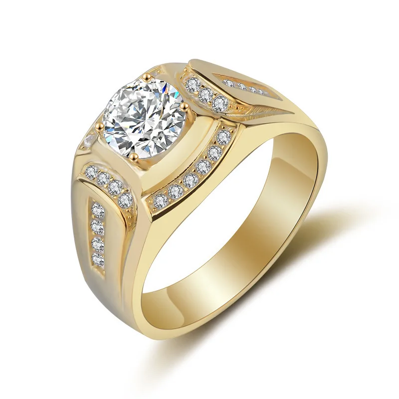 

Elegant Fashion Silver Colors Rings for Men Trendy Metal Inlaid White Stone Wedding Engagement Jewelry