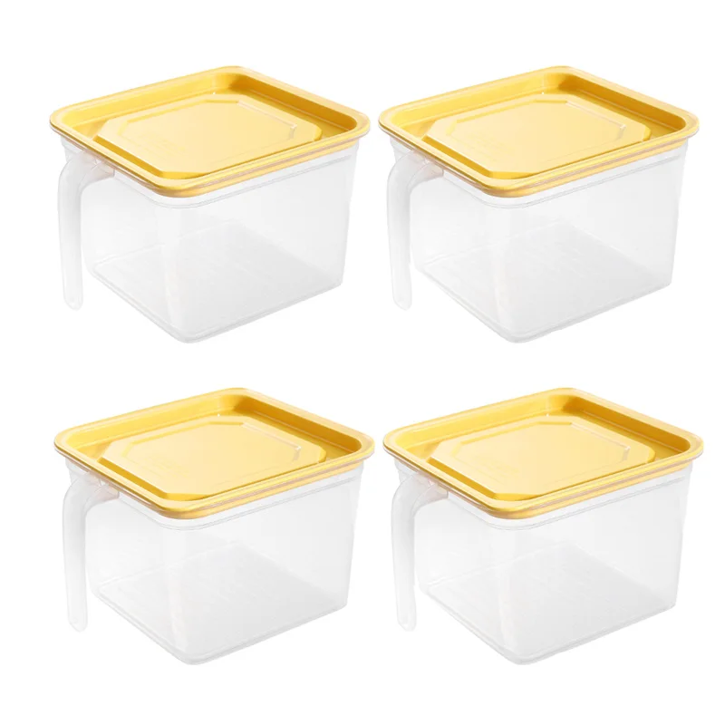 

4 Pack Fridge Storage, Stackable Refrigerator Organizer Keeper With Handle To Keep Fresh For Produce, Food,Fruits