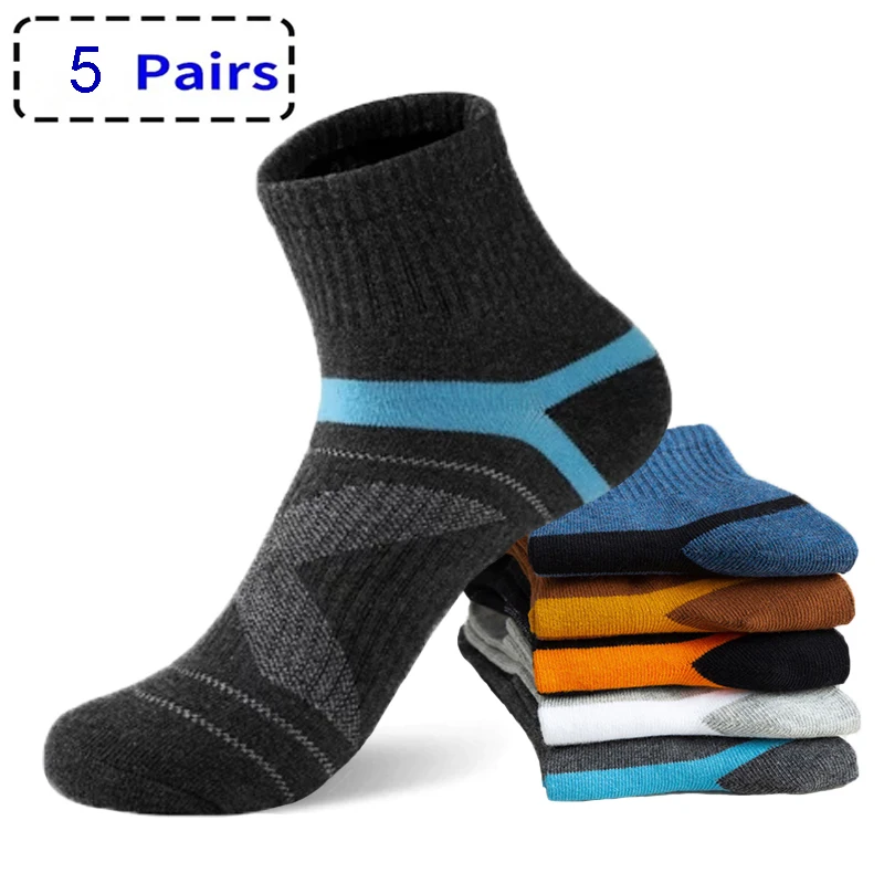 High Quality Lot Men's Socks Casual Breathable Run Sports Socks 5 Pairs Male Cotton Socks Winter Black Socks Men Large size38-45