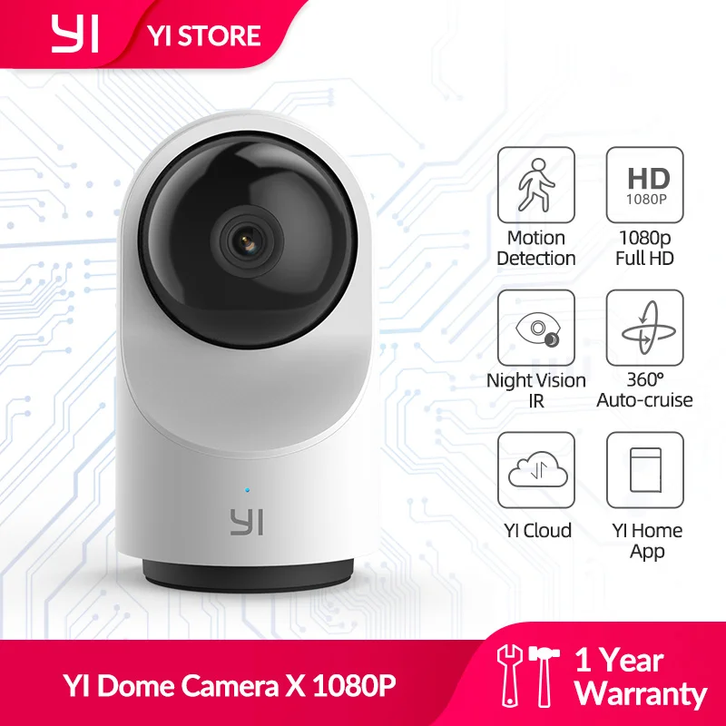 

YI Dome Camera X 1080P Full HD AI-Based Two-way Audio Security IP Cam Human/Pet Detection Night Vision Support SD Card/YI Cloud