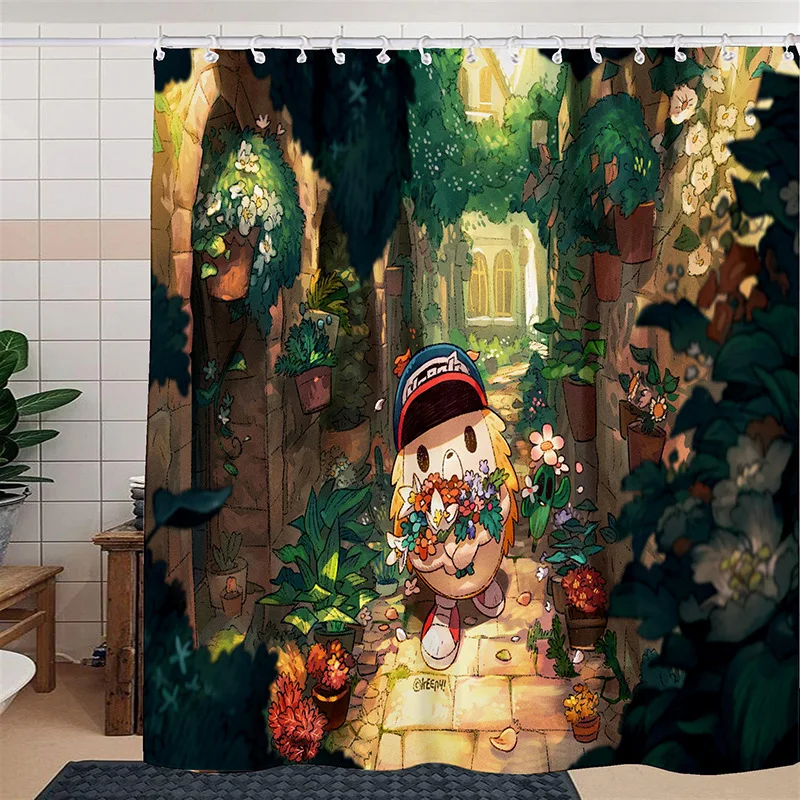 3d-занавеска для душа с изображением цветов ландшафта Кита ручная роспись