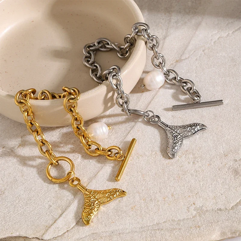 Женский Браслет Из Нержавеющей Стали С Ракушками И Морской Звездой Позолоченный