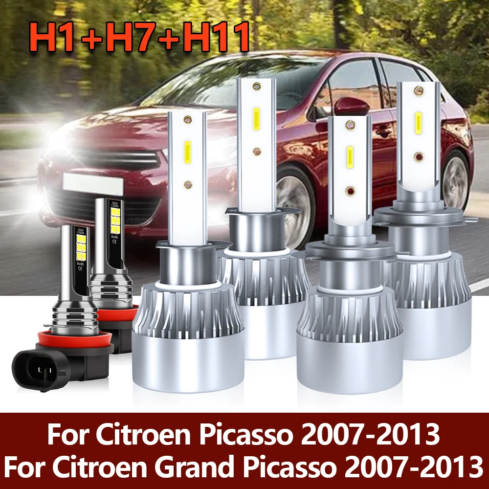 

6x LED Headlight High Low H1 H7 Bright CSP Bulbs Kit+Fog Light H11 For Citroen Grand Picasso 2007 2008 2009 2010 2011 2012 2013