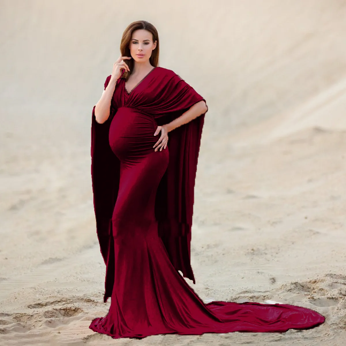 Sexy Maternity Dresses For Baby Showers Photo Shoot Short Sleeve Gown Dresses Elegence Pregnant Dress Women Photography Prop enlarge