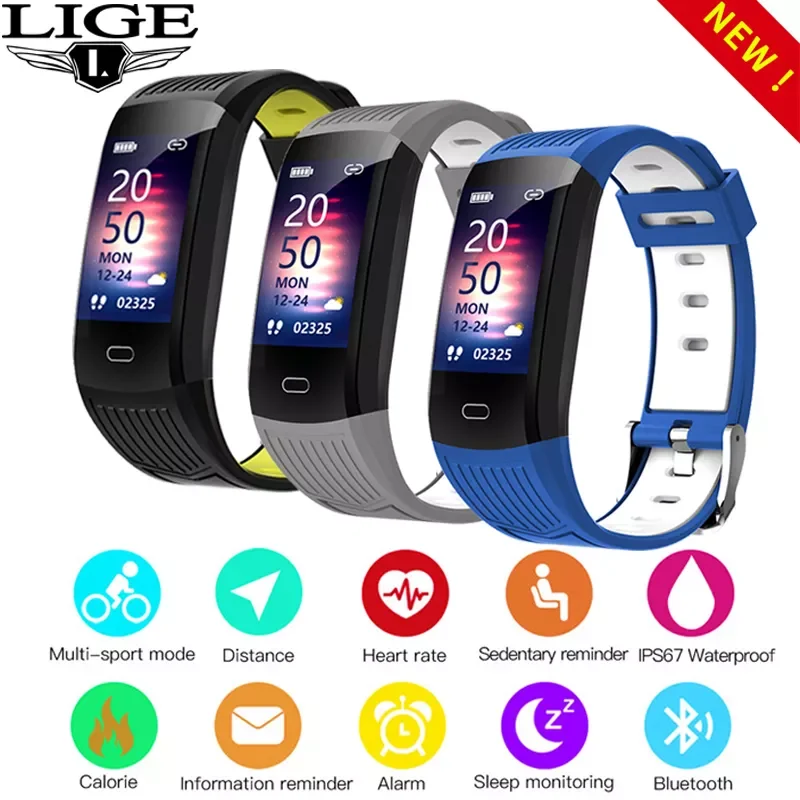 

LIGE 2021 New Smart Watch Men Women Heart Rate Monitor Blood Pressure Fitness Tracker Smartwatch Sport Watches For Ios Android