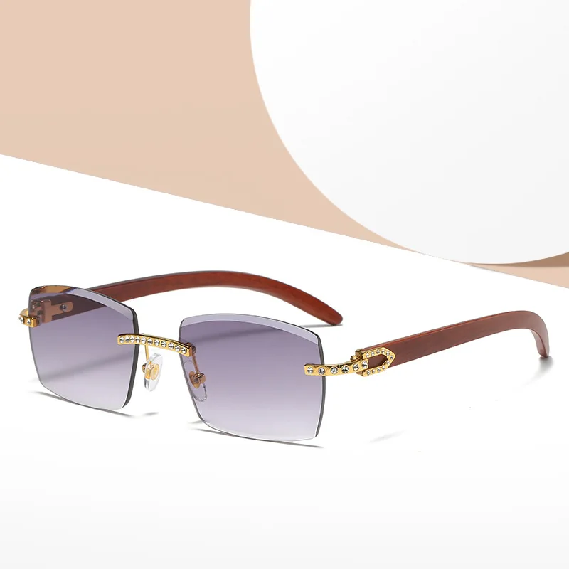 

2022 Vintage Diamond Rectangle Sunglasses Women Luxury Rhinestone Rimless Sun Glasses Men Gradient Frameless Ladies UV400 K-89