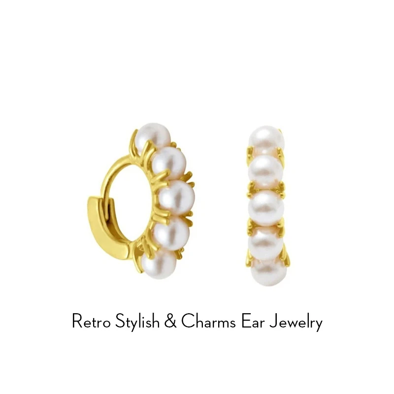 

Винтажные элегантные круглые серьги-кольца с множеством жемчужин и подвесками для женщин, маленькие серьги Для Пирсинга Ушей 1 см в стиле ре...