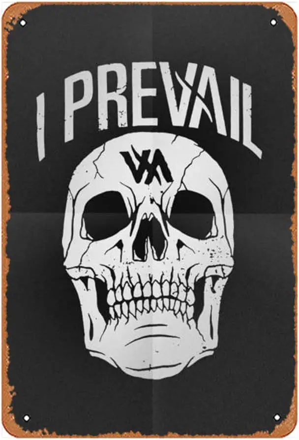 uthentc Prevl Lrge Rowdy Skull Poster Vntge Metl Tn Sgn for Grden Club Outdoor ndoor Home Wll Decortve 8x12 nch