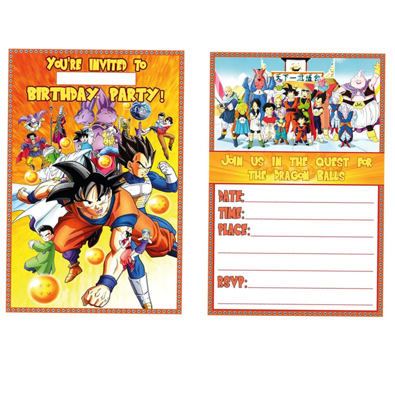 10 шт. Dragon Ball Гоку тематическая пригласительная открытка с днем рождения поздравительная открытка аниме мультфильм товары для дня рождения Бесплатная доставка (art.: 3920d2fe2fe8b) - 3920d2fe2fe8b