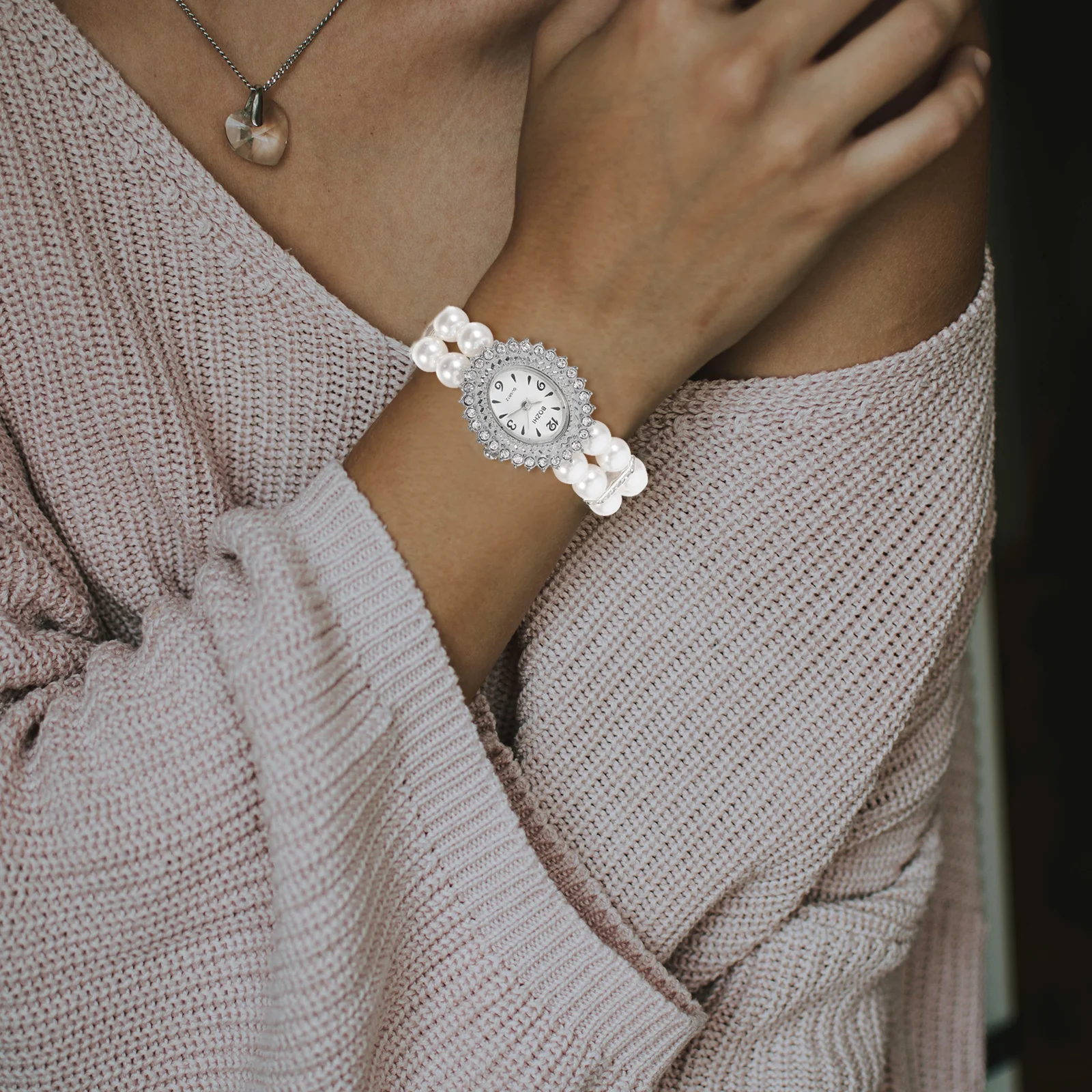 Часы Модный браслет Женские часы Жемчужный дизайн Наручные Деловые женщины