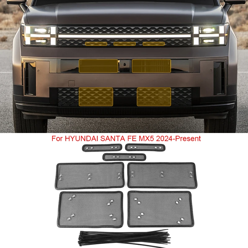 

Автомобильная защита от насекомых на воздухозаборник, Защитная крышка для Hyundai SANTA FE TM MX5 2018-2025 воздушная вставка, сетка, автомобильное вентиляционное отверстие, гоночный фильтр-гриль