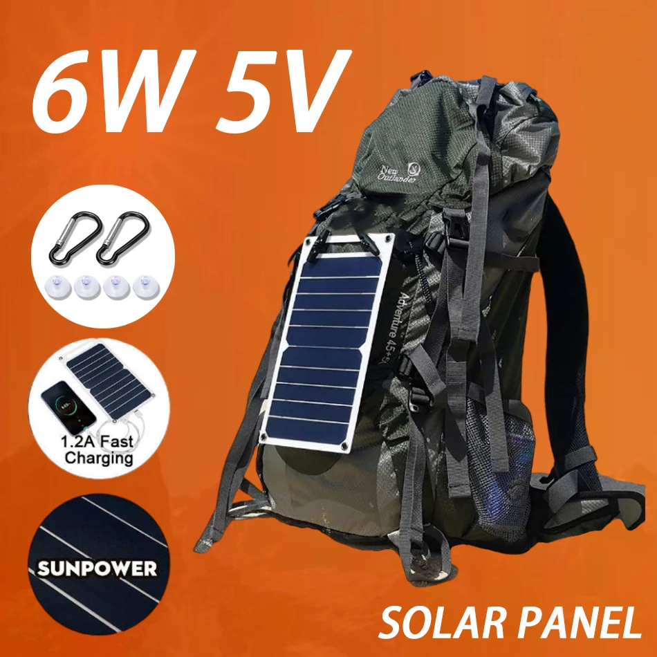 6w 5v Solar Panel Semi-flexible Single USB Charging Board Outdoor Convenient Cell Phone Power Generation Board Portable Solar