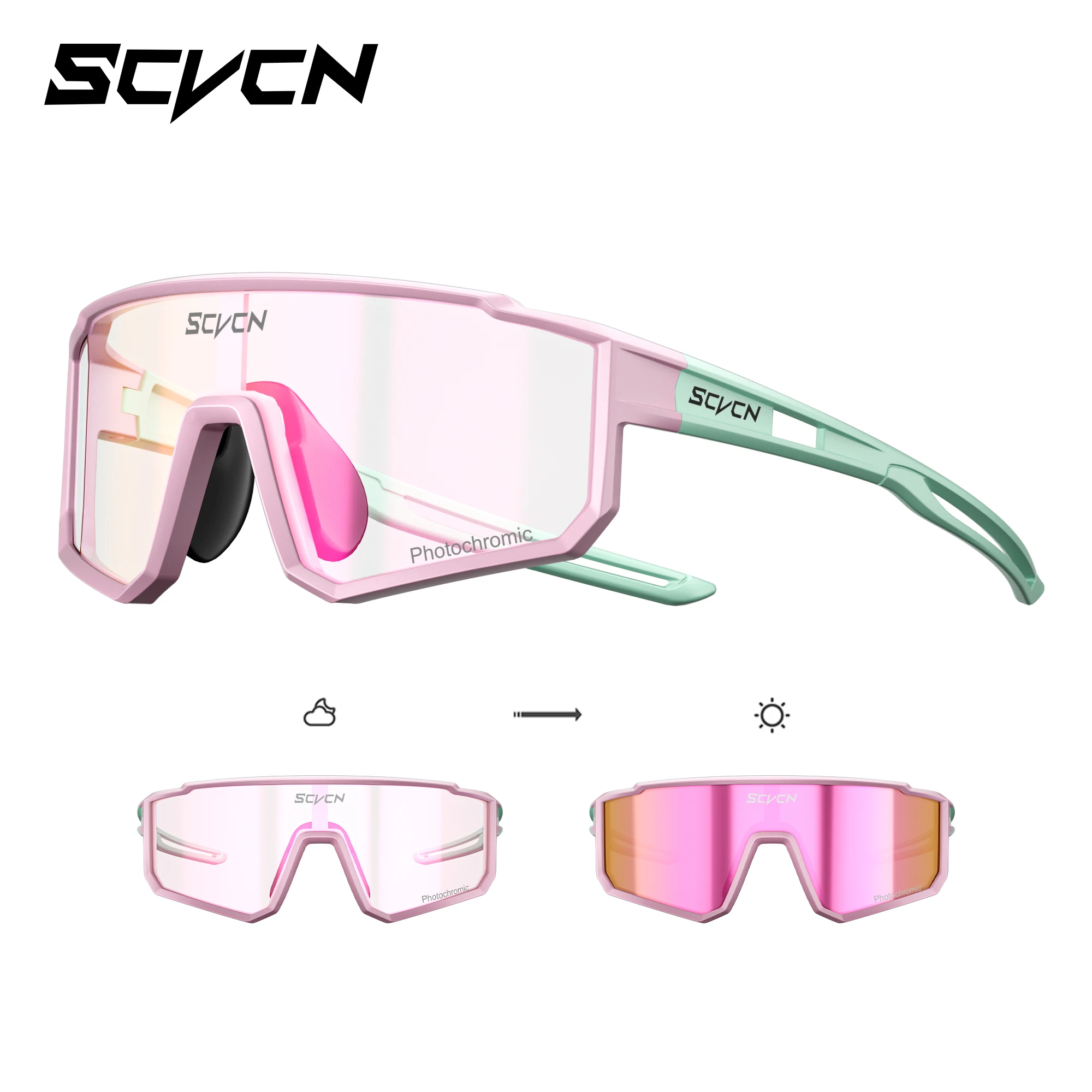 SCVCN Girls Photochromic Cycling Glasses Hiking Eyewear Sunglasses Kids Sports UV400 Boys Baseball Outdoor Running Sunglasses