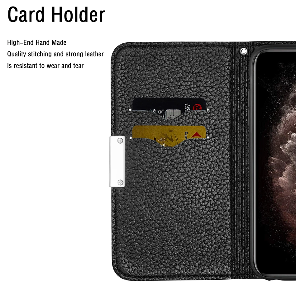 Litchi Flip Case For iPhone 14 Plus 13 11 Pro Max 12 mini XS Max Xr X 10 8 7 Plus 6 6s Plus SE 2022 Card Slot Phone Cover Coque