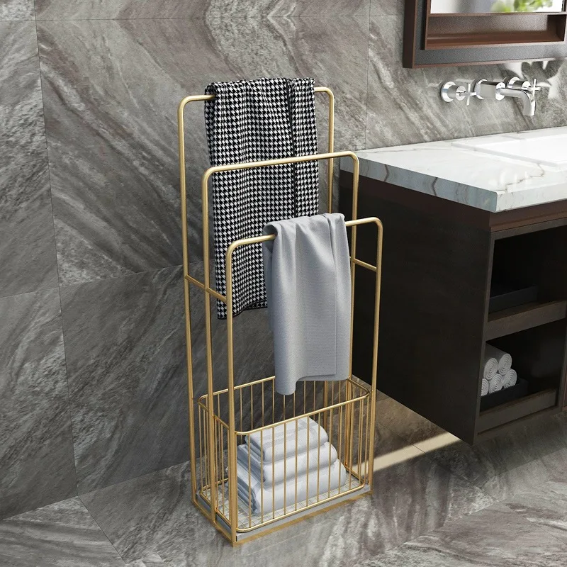 

Light Luxury Nordic Towel Rack Floor-to-ceiling Washstand Home Marble Bathroom Toilet Storage Hangers