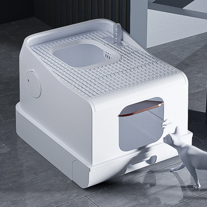 

Big Sandbox Cat Bedpans Drawer Toilet Top Entry Enclosed Cat Bedpans Deodorization Leak Proof Kedi Tuvaleti Pet Products QF50CB