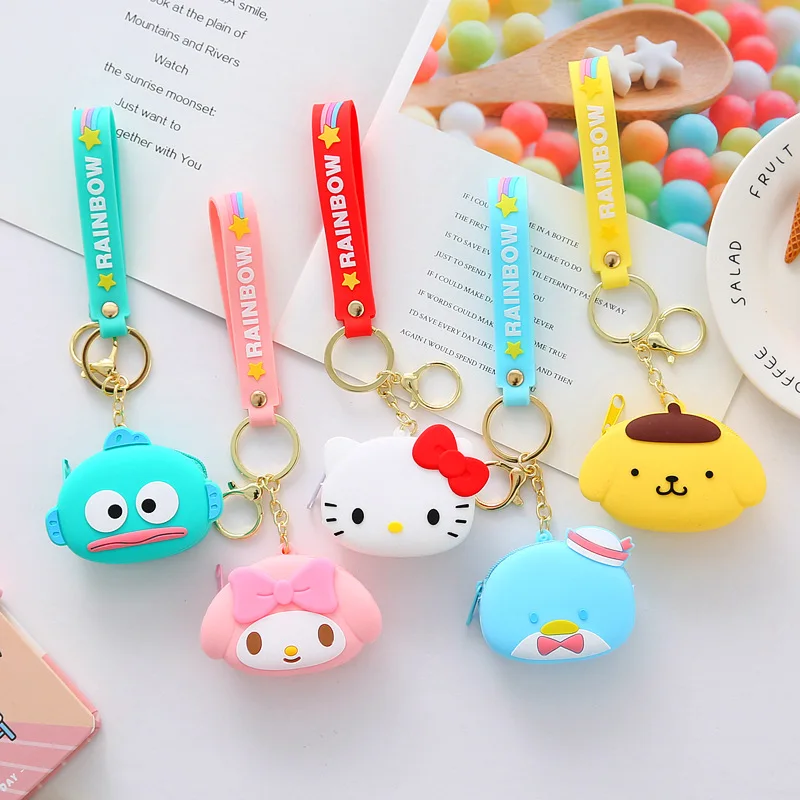 

Sanrioed Hellokittys Mymelody Cinnamoroll Purin симпатичный чехол для наушников силиконовый брелок-Кошелек для монет Подвеска для наушников защитная коробка