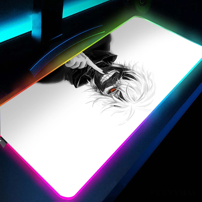 

Large RGB Mouse Mat Tokyo Ghoul Gamer Mousepads LED Gaming Mousepad Big Luminous Desk Pad Desk Mats Backlit Mouse Pads