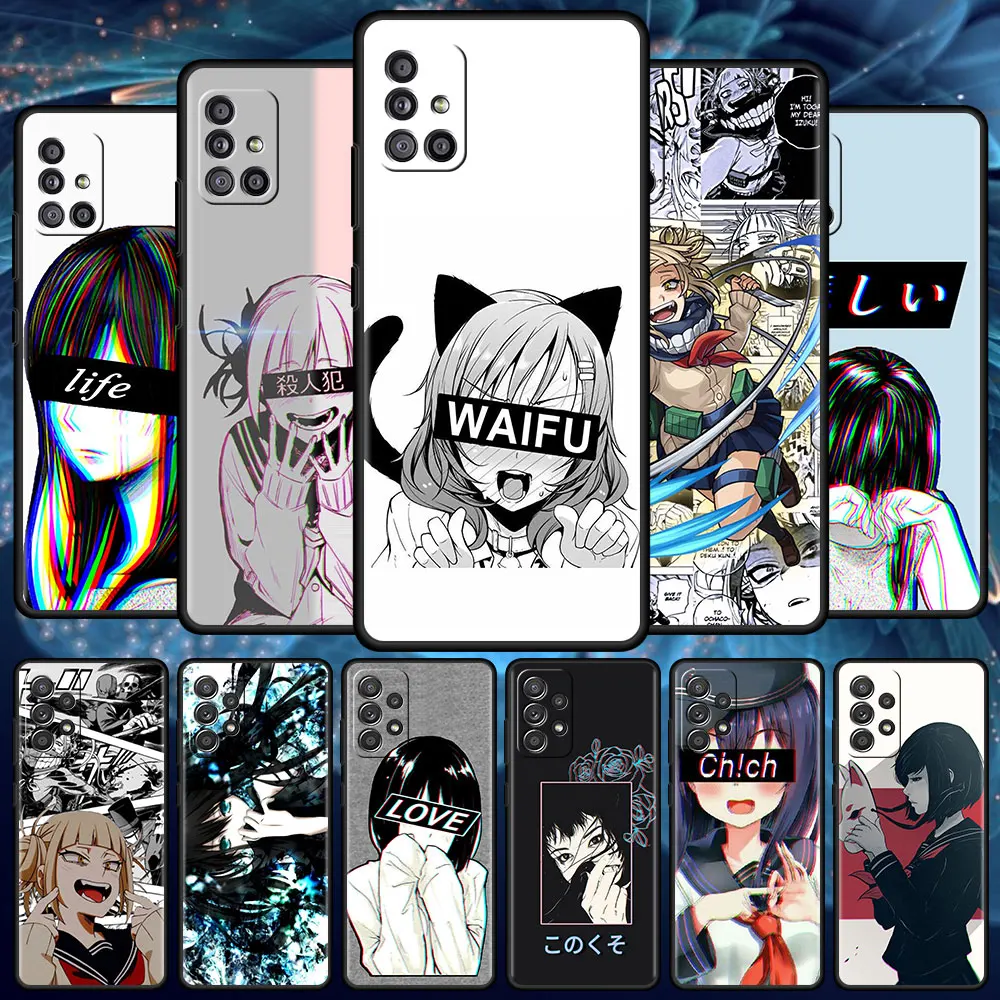 

LEWD Sad Japanese Anime Case For Samsung Galaxy A52 A51 A12 A21s A32 Soft Phone Cover A71 A02s A31 A72 A22 A11 A41 Black Capas