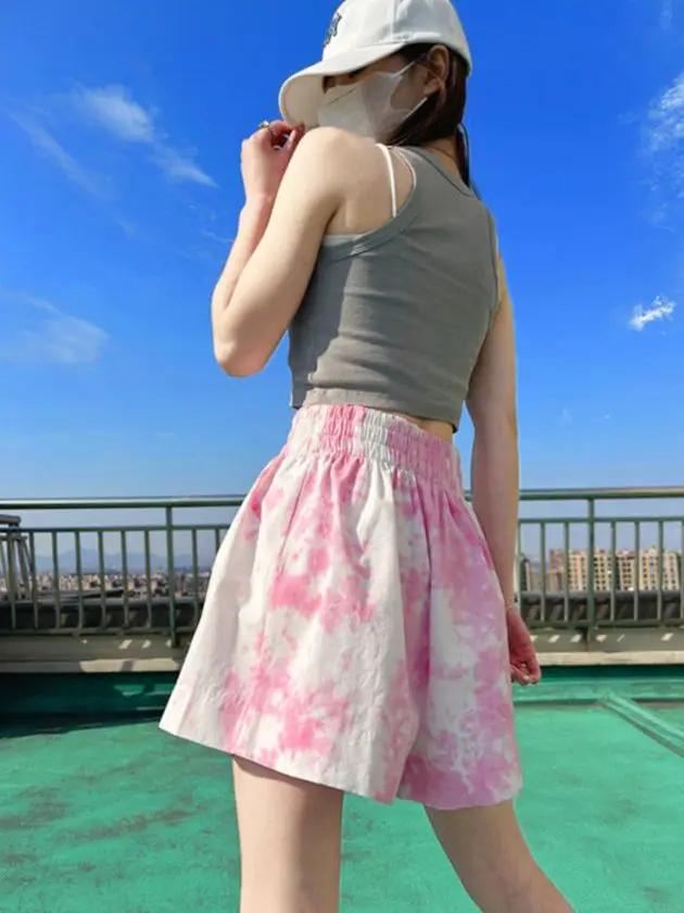 Women Casual Tie-Dye Shorts Fitness Sports Pants Summer Gym Workout Shorts 2023 New Fashion All Match