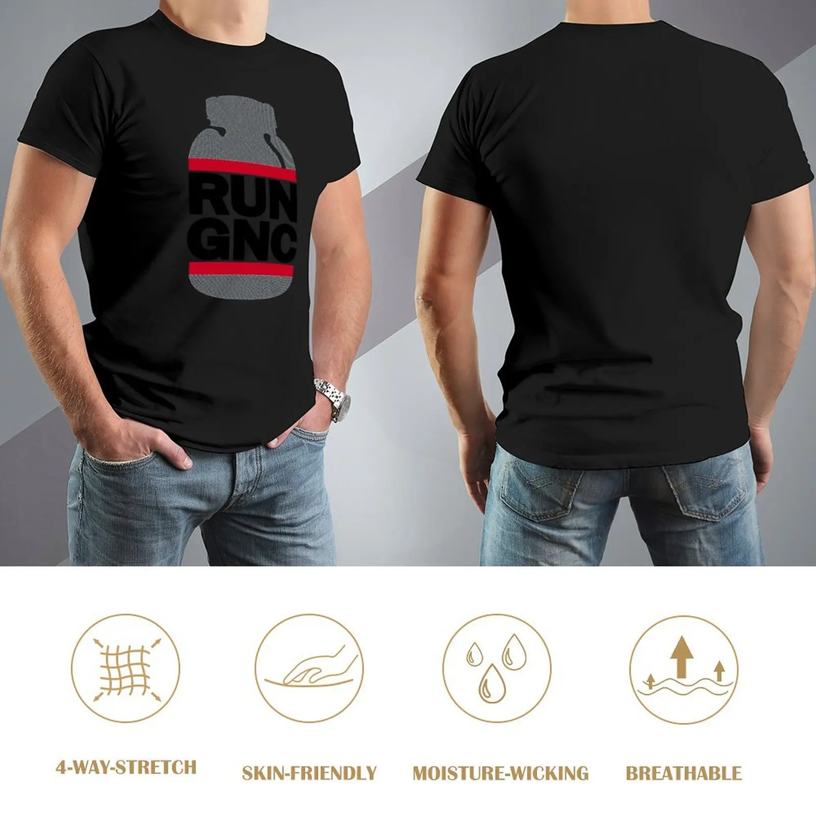 RUN GNC on White T-Shirt дизайнерские рубашки одежда в стиле хиппи Мужская хлопковая