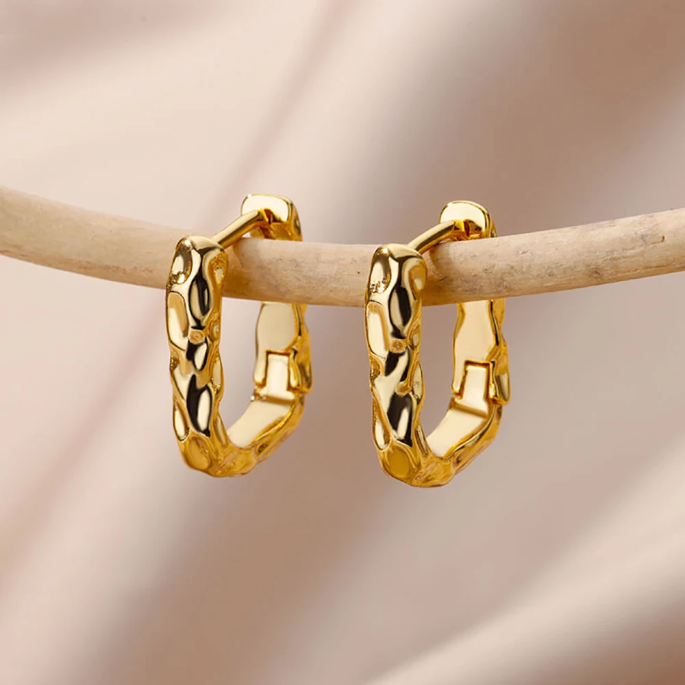 

Stainless Steel Square Earrings For Women Gold Color Geometric Hoop Earrings Female Fashion Ear Jewelry Brincos Gift 2023 New