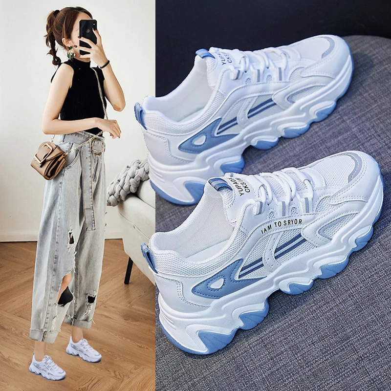 

Dad shoes new Fashion breathable running shoes vulcanized shoes sports shoes women's heightening casual shoes