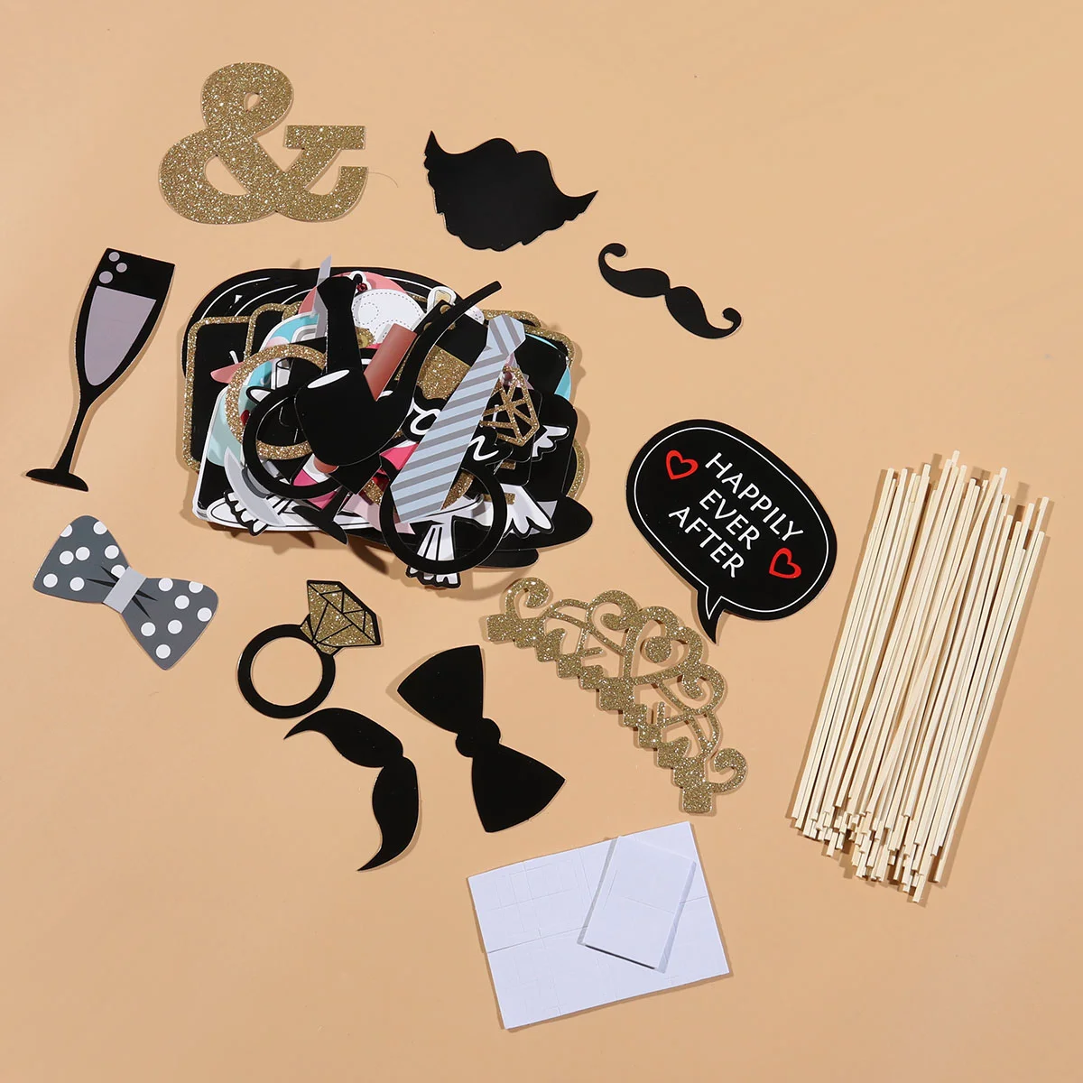 

53 Pcs Wedding Decoration Party Creative Posing Props Decorate Wooden Photo Booth
