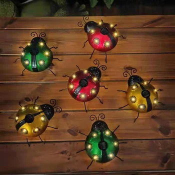 Solar LED Ladybugs Lights Waterproof IP65 Outdoor Yard Art Garden Sculptures Decorations for Garden Yard Patio Landscape Lamp 2