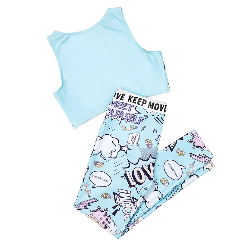 Kids Clothes girls Sport sets Yoga Tracksuits Girls Clothing Sleeveless Gym Crop Top child High Waist Fitness Gym Leggings Pants