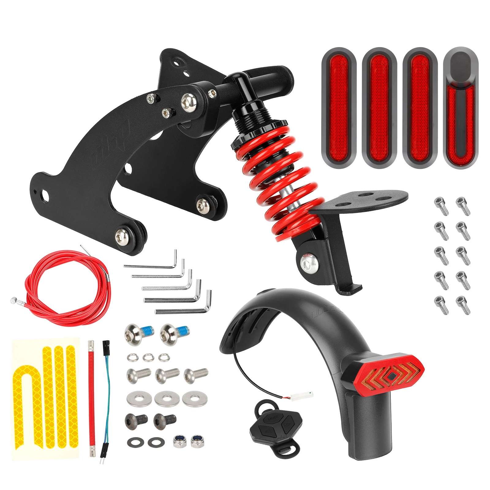 

Electric Scooter Ulip Rear Shock Absorber Suspension Kit with Remote Control LED Taillight Rear Mudguard Wheel Hub Decorative