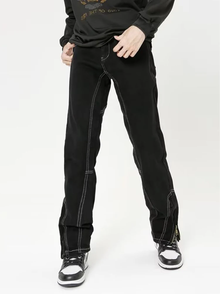 Black Jeans Men's Straight Leg Pants Y2k Denim Cloth Super Street Clothing Tentyol Men's Slim Men's Fashion Clothing Men Pants