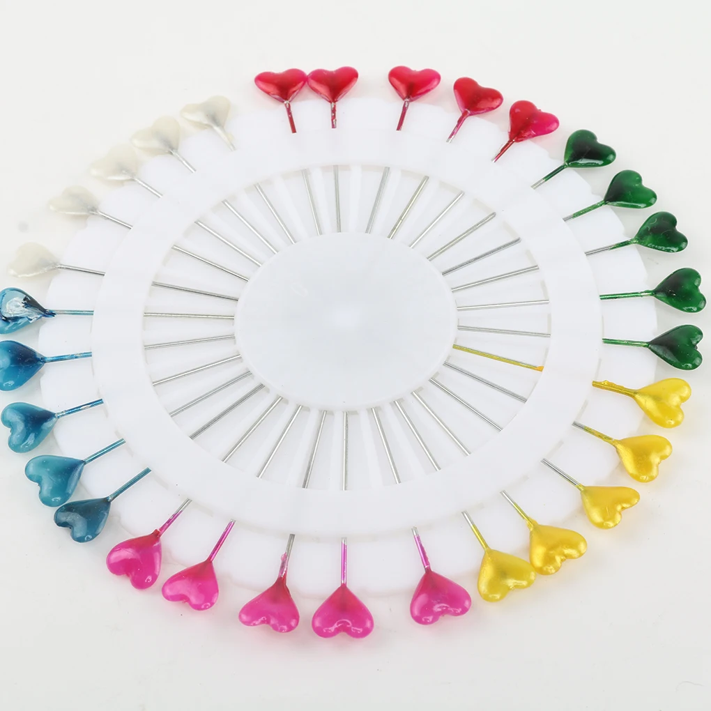

Lovely Colorful Love Heart Bead Pearl Head Dressmaking Straight Pins Clothes