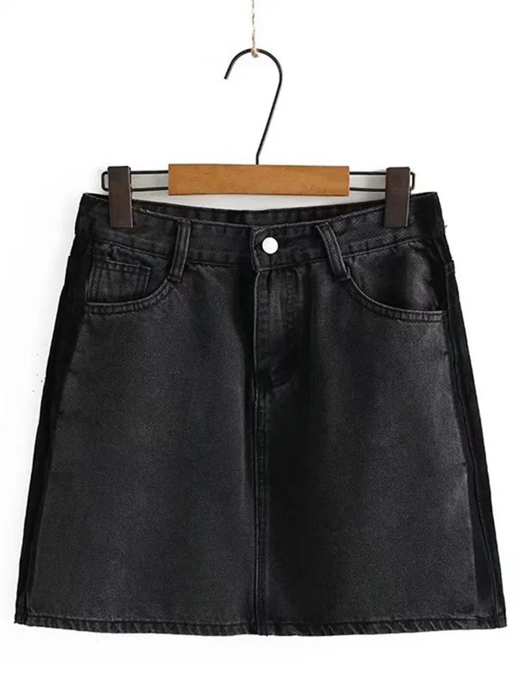 Женская одежда летняя мини-юбка тонкая джинсовая юбка контрастных цветов с