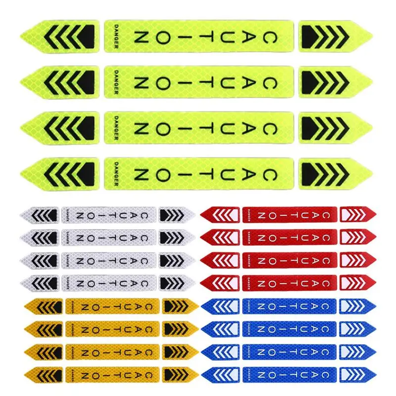 

4pcs High Brightness Reflector Car Door Opening Safety Warn Mark Sticker New Car Safety Warning Reflective Stickers Decals