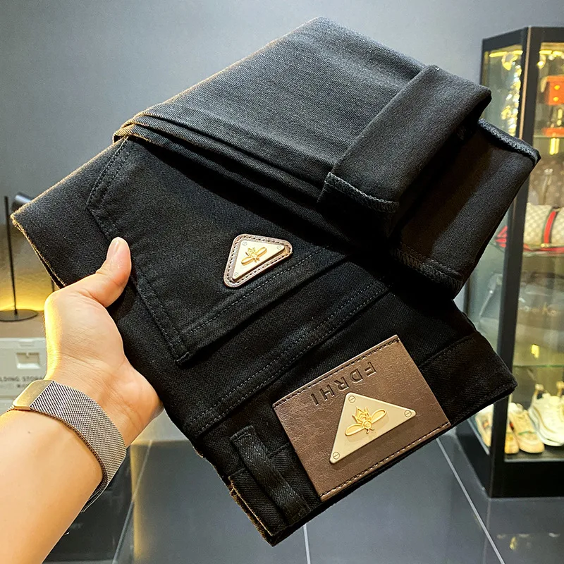 Высококачественные повседневные Черные джинсы мужские осенние 2024 Новые