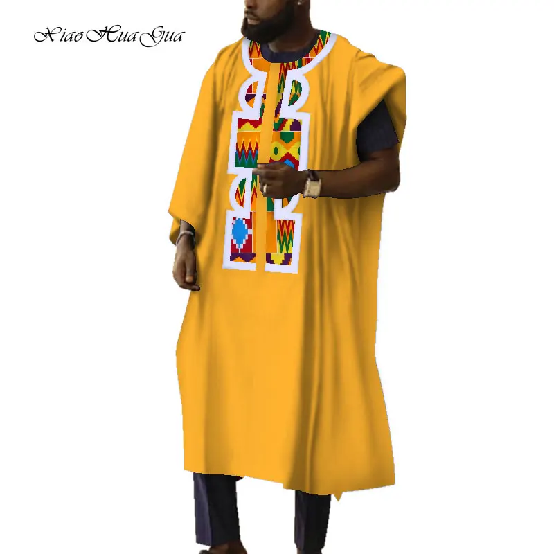 African Clothes for Men Causal Long Robes Loose Round Neck Robes Dress Traditional African Clothing Plus Size 6XL WYN603