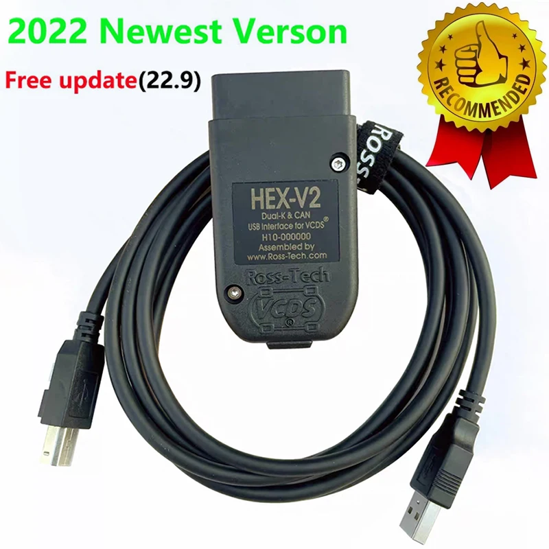 

2022 Newest hex-v2 VAG COM 22.9 VCDS HEX V2 USB Interface FOR VW AUDI Skoda Seat Unlimited VINs German Polish English 1996-2017